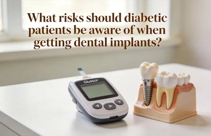 What risks should diabetic patients be aware of when getting dental implants?