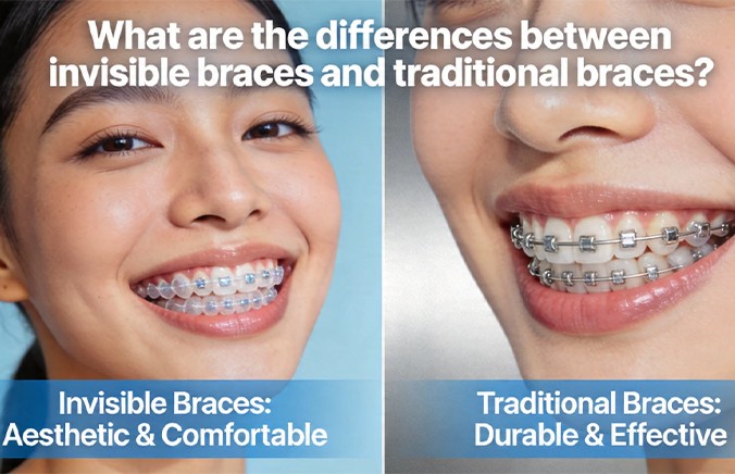 What are the differences between invisible braces and traditional braces?
